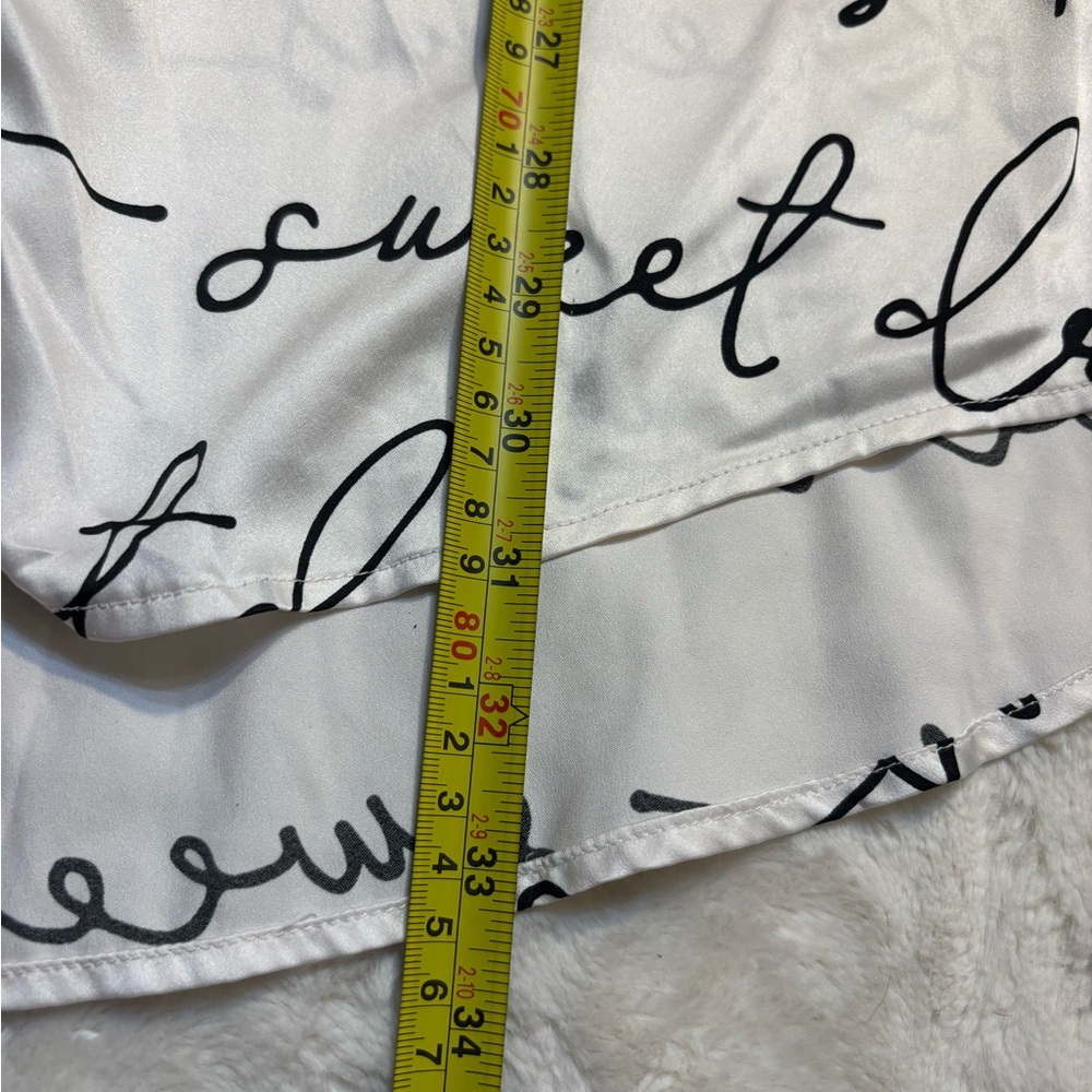 Victoria's Secret Nightgown Small White Satin Long Pajama Shirt Black Script - Picture 13 of 13